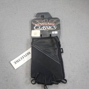Renegade Classics Fingerless Motorcycle Gloves Black Reflective Leather Unisex S